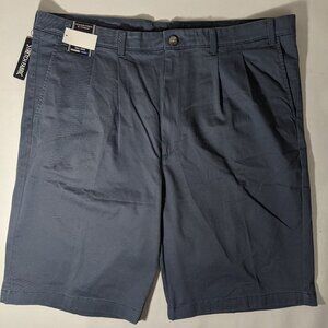 NEW Size 44 Tall Mens Roundtree & Yorke Casuals Chino Pleated Shorts 11"I Indigo